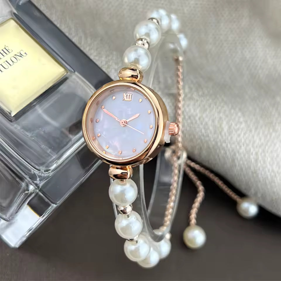 Rose Gold Watch with Pearls